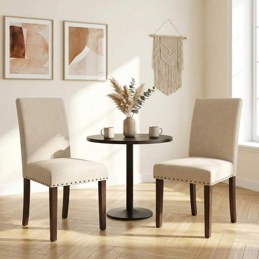 Kitchen Chairs, Set Of 2; Dining Room Chairs; Living Room Chairs; Upholstered Chairs With Solid Wood Legs; Padded Seat