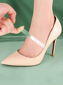 QKC 3双透明防滑鞋跟贴，配有隐形鞋带，防止高跟鞋滑脱