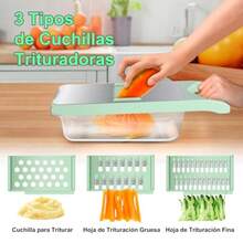CYPNPicadora de Verduras Benanei Cortador de Verduras Multifuncional 6 en 1 con 6 Cuchillas Acero Inoxidable - Mandolina para Cocina con Contenedor Ideal para Frutas y EnsaladasFashion - 224660594 - Ver 5