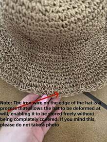 Women's Fashion Straw Hat, Outdoor Beach Sun Hat, Summer Beach Vacation UV Protection Woven Bucket Hat, Foldable Wide Brim Sun Hat, Gift And Daily Use - Multicolor - View 5