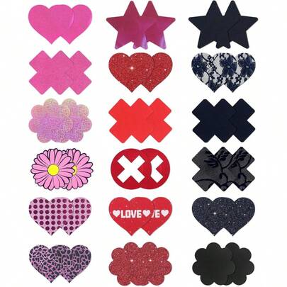 Glitter Pasties Rave 18 Pairs Nipple Covers Boob Breast Stickers Pasty Party Accessories For Women