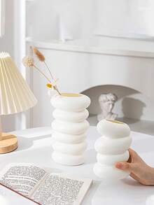 New Plastic Spiral Vase, Nordic Style Creative Flower Holder, Decorative Container, Dry & Wet Use Vase, Glazed Finish, Melamine Flower Pot, Home Decor, Room Decor, Glass Vase - Multicolor - View 5