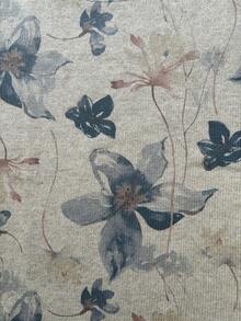 女士轻薄水彩花卉印花毛衣，休闲圆领背心，适合所有季节，叠穿设计，色彩鲜艳 - 淺藍色 - 查看 3