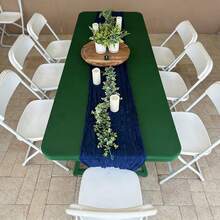 10ft Bohemian Cheesecloth Table Runner, Navy Blue, Vintage Rustic Sheer Fabric Table Cloth For Wedding Party, Bridal Shower, Long Table Decor