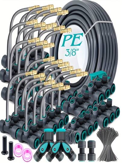 Cooling Spray System: 360° Free-Bending Atomizing Sprayer, Suitable For Garden Irrigation And Watering, Universal Connector Thread -DIY Greenhouse Garden Water Spraying System, Universal Spray Kit, Plastic, No Electricity Required, European And American Thread Standard, Suitable For Plant And Courtyard Spray Cooling
