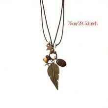 4 Stücke Bohemian-Stil mehrschichtiges Halsketten-Set für Frauen - Vintage Boho-Stil Anhänger, weiß K beschichtete Zinklegierung, geeignet für den täglichen Gebrauch und als Geschenk - Braun - Übersicht 8