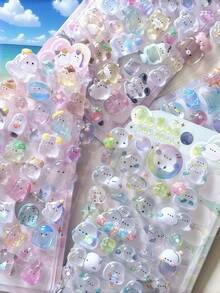 3D樱花浮雕水晶贴纸，适用于DIY手机壳装饰，亚克力浮雕贴纸，樱花主题3D自粘贴纸，奖励装饰贴纸，PVC和亚克力材质，适用于水瓶、手机壳、笔记本和相册。3D卡通贴纸，学生奖励，节日礼物，可爱柔软的DIY手机壳、笔记本和计划本，3D浮雕可爱颗粒贴纸。 - 彩色 - 查看 1