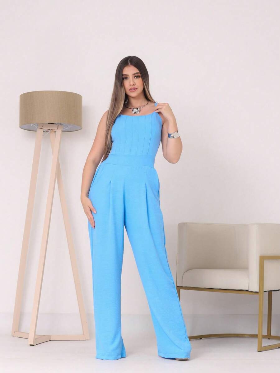Long Jumpsuit, Everyday Summer Fabric. - 淺藍色 - 查看 1