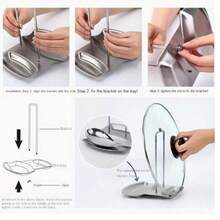 1pc Stainless Steel Pot Lid Holder With Ladle Rack, Detachable With Drip Tray, Perfect Gift For Christmas Or Thanksgiving - Multicolor - View 3