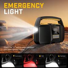 Inflador de neumáticos Carsun, compresor de aire portátil, bomba de neumáticos, cilindro doble de 25, modelo con pantalla digital de 12V-CC, tecnología mejorada (bajo nivel de ruido), 180W de alta potencia, 3 veces talla grande rápida la velocidad de inflado, apagado automático, accesorios para automóvil - adecuado para autocaravana, camión, SUV, balones deportivos y talla grande - Cableado - Ver 10