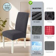 6 Pzas cubiertas de silla resistentes a salpicaduras en unicolor,Elástica Protectora De Silla Comedor Removible.cubierta moderna para silla de comedor de poliéster elástico, La cubierta de la silla es adecuada para la mayoría de las sillas, y la tela de alta elasticidad puede adaptarse a su silla muy bien y hacer que su silla se vea más fresca.  La cubierta de la silla de comedor puede transformar su vieja silla en una nueva, actualizar su decoración interior, extender la vida útil de la silla y ahorrar su dinero. Las fundas decorativas para sillas se pueden utilizar en salones, banquetes de boda, hoteles, conferencias, celebraciones, ceremonias, restaurantes, etc.todas las estaciones. - Gris oscuro - Ver 6