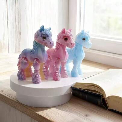 3D Printed Cute Little Pony Desktop Decor, Movable Joints, Lovely Pet Toy Gift For Year Of The Horse