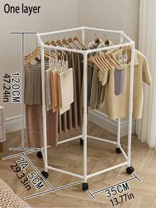 1pc,Clothing Rack/Hanger/Rack With Wheels, 360° Rotatable, 1.2 Meters Tall, Suitable For Hanging Various Types Of Clothes - Multicolor - View 9