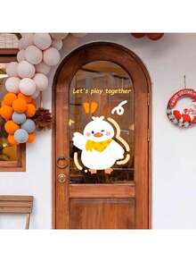 Pegatinas estáticas de pato amarillo lindo al estilo Ins, sin pegamento, removibles, para decoración de ropa de niños, tienda, ventana, puerta de vidrio, anti-colisión - Multicolor - Ver 5