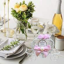 6 Cajas de Dulces con Forma de Corazn de Carruaje de Calabaza, 12 Cm/4,72 Pulgadas, de Metal Hueco, para Decoracin de Bodas, San Valentn y Fiestas(Rosa) - rosa+a - Ver 8