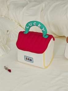 Süße hausförmige Kosmetiktasche für Frauen, handgehalten gesteppt mit Glücksbuchstaben - Verschiedenfarbig - Übersicht 8