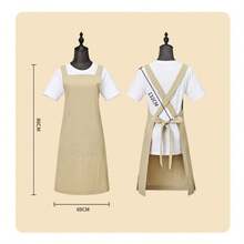 Cross-Back Style Kitchen Cooking Apron, Unisex, With Pockets, Wide Strap, Side Slits For Flexible Movement, Fashionable, Suitable For Baking, Painting, Gardening And Cleaning (Apricot)
