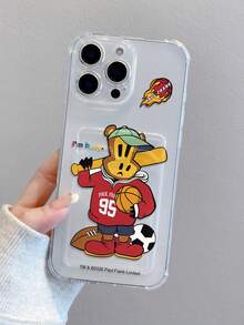 官方授权 Paul Frank 透明手机壳，全包式保护壳，带摄像头保护，饰有猴子和熊踢足球图案，全新设计，兼容 13/14/15/16/17 Pro Max - 彩色 - 查看 2
