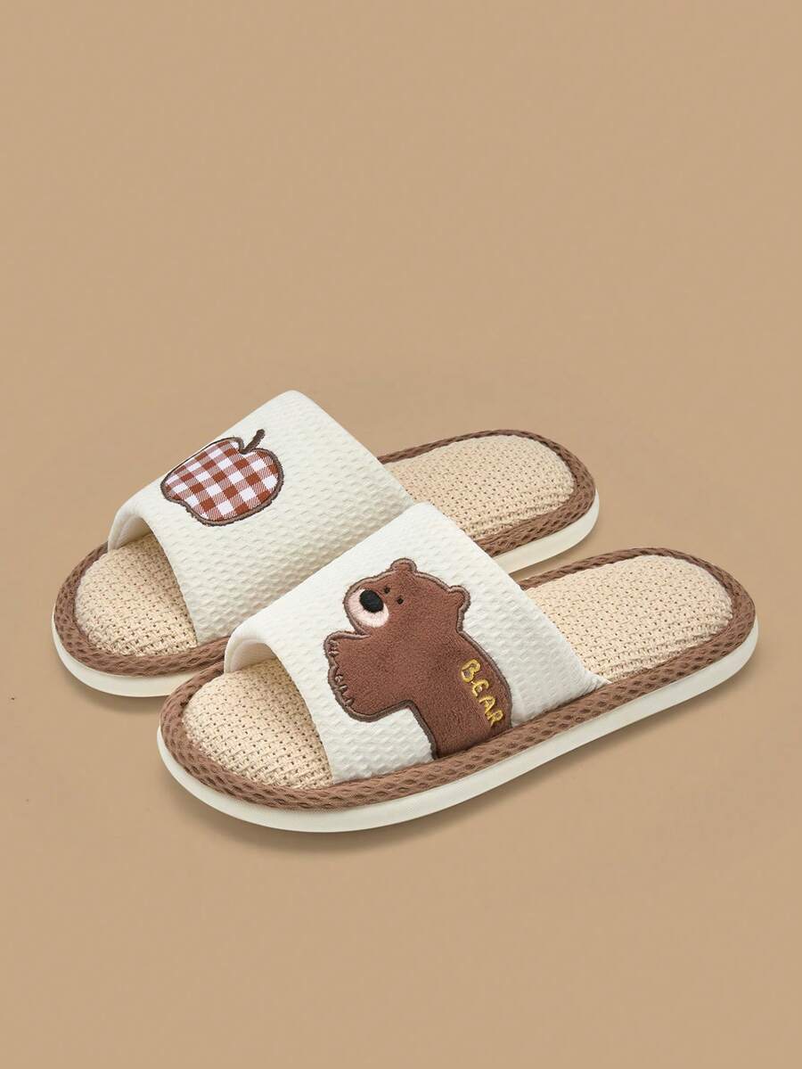 Linen Slippers For Women, Anti-Slip Breathable Cute Indoor All Season Absorbent Quiet Linen Couple Slippers, Summer - White - View 1