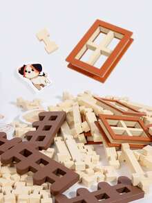 1 Set Large Size Rounded Corner Easy Assembly Gradual Advancement High-Quality Natural Wood Mortise And Tenon Construction Building Blocks, Popular Building Blocks Toy, High-Rated Intellectual Toy, Wooden Blocks, STEM Toy For 3-12 Years Old Children With Diverse Styles And Multi-Color Design (Warm Earthy Brown, Fresh Sky Blue, Lively Grass Green, Bright Sunshine Yellow, Clean Cloud White) And Diverse Geometric Shapes - Mortise and Tenon Block House - View 10