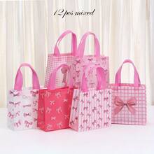 Tote Bags With Handles, Designed For Party Favors, Featuring Six Different Styles, For Birthdays And Weddings, In Pink - Multicolor - View 7