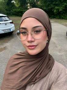 1pc Soft Solid Color Jersey Headscarf, Plain Long Scarf, Wrap Turban - Camel - View 6