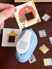 1pc Stamp Embossing Tool, Stamp Planner Hole Punch, Creative Handmade Embossing Tool, Scrapbooking Material Collecting Tool, Suitable For Scrapbooking, Paper Crafts And Gift Making, No Battery Required, Manual Hole Puncher (Random Color) - Multicolor - View 2