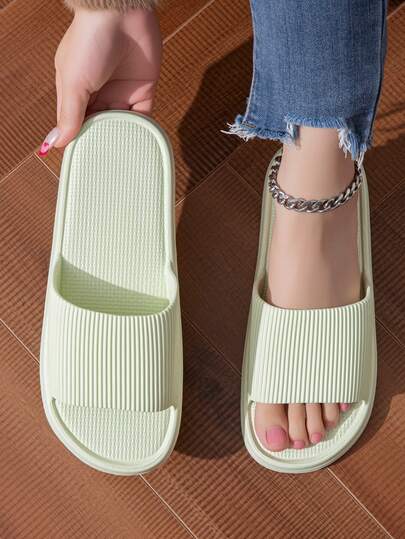 1 Pair Women/Men's Summer Indoor Bathroom Slippers, Non-Slip, Minimalist, Soft-Sole, Comfortable, Lightweight, Couple Sandals