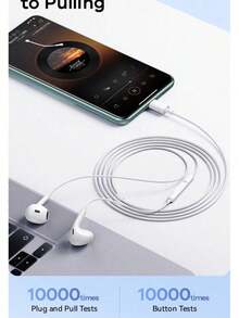 USB-C 耳机，有线耳机，带音量控制和降噪功能，HiFi 立体声有线耳塞，兼容 17/Air/16/15 Pro Max、iPad Pro 2022、Galaxy S23/S22 Ultra、Pixel 7/6，USB-C 有线耳机，入耳式 Type-C 耳机，带麦克风，兼容苹果设备，兼容 15/16/17、iPad、Galaxy A16/A56/S22/S24、Pixel - 白色 - 查看 7