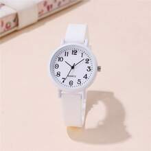 Reloj de cuarzo con dial digital de moda y simple para niños con correa de silicona - Blanco - Ver 5