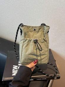 运动旅行小号单肩包 - 女士纯色斜挎手机包，带拉链口袋 | 休闲简约零钱包和耳机收纳包 | 轻便时尚布包，适合跑步、旅行和校园生活 | 多功能斜挎包，可装手机、钱包、返校必备品和日常穿搭配饰，小巧便携 - 彩色 - 查看 5