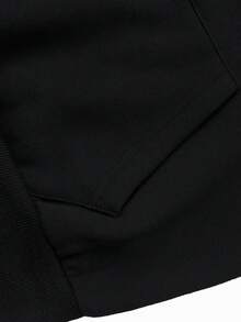 男女通用卫衣，棉混纺面料，专辑图案拼接设计，保暖抓绒内里，抽绳袋鼠口袋，宽松版型，休闲百搭，适合寒冷天气，中性长袖上衣 - 黑色 - 查看 5