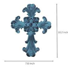 Castleore Easy Wall Hanging Home Decor Religious Christian Crosses For Wall Best For Home Office And As Gift Size L 10.2 W 7.6 Blue Antique - 如圖 - 查看 3