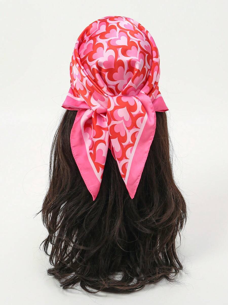 1条简约印花70厘米方形围巾，新款春季女士头巾，多功能腰带，包包装饰，头巾，时尚领巾 - 彩色 - 查看 1