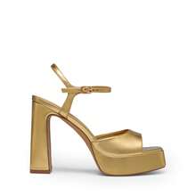 Women Chunky High Heeled Sandals 2026 New Spring Summer Sexy Open Toe Ankle Strap Super High Heel Sandals Suitable For Party Runway - 金色 - 查看 8