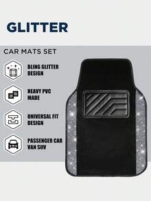 Juego de alfombrillas de coche con diamantes brillantes: Disponible en 5 piezas (alfombrillas + funda para volante), 4 piezas (alfombrillas completas del coche) o 1 pieza (funda para volante). Rhinestones brillantes, resistente al agua y antideslizante, adecuado para sedanes, SUV y - Estilo A - Ver 7