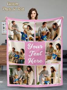 Custom Photo Flannel Blanket ,Personalized Soft Memory Blanket Designed For Daily Comfort And Sentimental Moments.Perfect For Use On Bedding, Sofas, Or Indoors And Outdoors, This Blanket Is An Ideal Customized Gift For Christmas, Birthdays, Anniversaries, Weddings, Valentine's Day, Mother's Day, Father's Day, Graduations, Housewarming, Or As A Special Gesture For Friends, Family, And Loved Ones - Including Him, Her, Wife, Husband, Mom, Dad, Boyfriend, Girlfriend, Grandparents, Siblings, And More.Suitable For All Seasons, It Is Breathable, Lightweight, Soft, Comfortable, And Machine Washable.Whether Used In The Bedroom, Living Room, Dining Room, Bathroom, Tea Room, Car, Or On The Sofa, This Elegant And Practical Blanket Offers A Unique And Custom Touch - Making It A Heartfelt And Functional Gift For Any Occasion. - 多色 11 - 查看 13