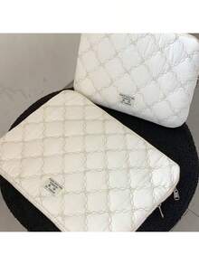 11/14/15 Zoll bestickter Schleife Laptop Sleeve, süße minimalistische Computertasche - modisches koreanisches Design gepolsterter Schutz für Tablet und Laptop, Laptoptasche, Laptophülle, Laptoptasche, wasserbeständige Reiseaccessoires - Verschiedenfarbig - Übersicht 10