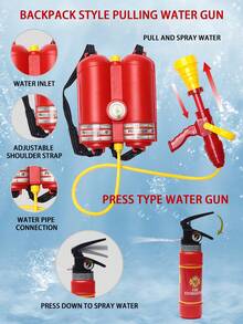 Children's Firefighter Role-Playing Set Includes Realistic Firefighting Gear Accessories: 1:1 Scale Fire Helmet + Exclusive Badge, Backpack-Style Fire Hose, Water Mist Extinguisher, Backpack-Style Water Gun With Adjustable Straps And Flow Control, Simulated Axe With Rounded Edges, Flashlight, Megaphone, And Wristwatch. - Multicolor - View 8