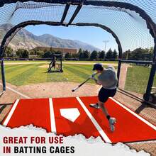 Baseball And Softball Hitting Mat For Batting Stance Practice - 3.8 X 9.8 Ft For Baseball Softball Training Indoor And Outdoor - 紅色 - 查看 5