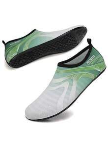 男女通用赤脚舒适水鞋，软底沙滩/游泳/潜水/钓鱼鞋，速干、轻便、透气，夏季凉鞋 - 綠色 - 查看 6