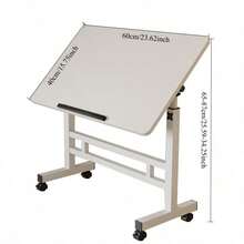 3 Colors, Adjustable Height, 360° Swivel Folding Desk On Wheels With Sturdy Frame, Suitable For Home Office Space, Dorm Room, Study, Small Apartment - 白色 - 查看 9