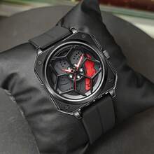 1PC 原装旋转男士手表，黑色时尚硅胶表带，运动男士腕表，3巴石英机芯，顶级男士手表 - 均碼 - 查看 10
