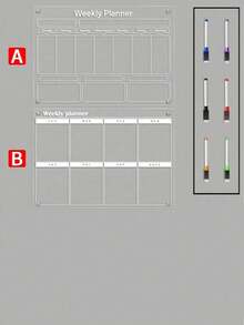 1pc Magnetic Transparent Refrigerator Calendar Board (Comes With 6 Magnetic Whiteboard Pens), Acrylic Writing Board, Transparent Pattern Memo Board, Magnetic Refrigerator Sticker, Acrylic Message Board, Reusable Weekly Meal Planner - Multicolor - View 13