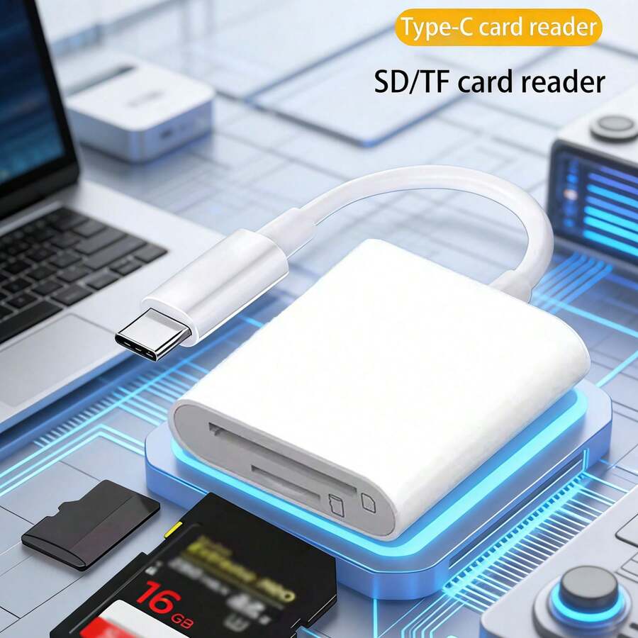 二合一TF卡+SD卡读卡器适配器，双卡槽设计，支持SD和MicroSD卡，即插即用，兼容 17/16/15/14 Pro Max/14 Pro/14 Plus/14/13/12/11/XS/XR/8/7/6、iPad系列等机型。 - 白色 - 查看 1