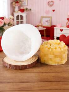 1个DIY情人节编织玫瑰蜡烛硅胶模具，手工皂、树脂、石膏装饰蜡烛模具，节日礼物 - 白色 - 查看 6