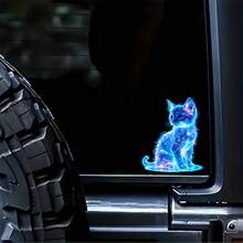 Blue Cat Vinyl Stickers - Captivating Starry Sky Design, Durable PVC Scratch-Resistant Decals Suitable For Cars, Laptops, And Motorcycles, Laptop Decoration | Cosmic Theme | Durable Vinyl, Cat Car Stickers