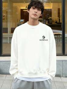 Domestic Shipping | Men's Casual Crew Neck Sweatshirt | A Street Style Essentials. Perfect For Date Nights Or Everyday Wear, This Fall Piece Is Perfect For Fall. - White - View 1