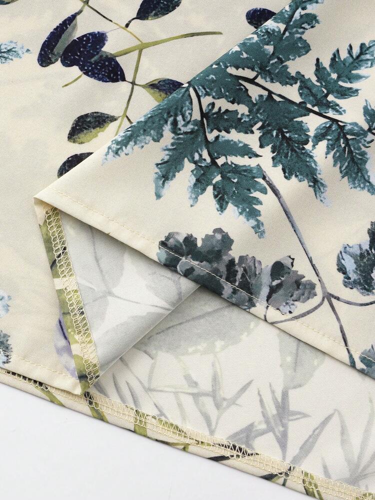 EARO 女士长款印花层叠半身裙，无弹力面料，松紧腰带，飘逸长裙 - 綠色 - 查看 6