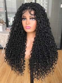 Synthetic 26inch Bohemian Braided Wigs Boho Box Braid Wigs For Women Twisted Braids Full Lace Braided Wigs With Baby Hair - Multicolor - View 3